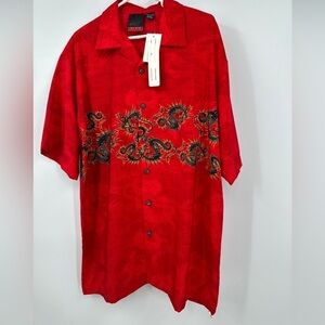 C-two Men’s Dragon Flames Button Shirt Size Xl Red NWT Vintage Deadstock